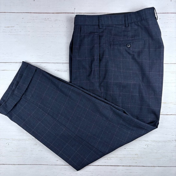 Alan Flusser Pleat Front Cuffed Plaid Pants 36x32 - Picture 1 of 7
